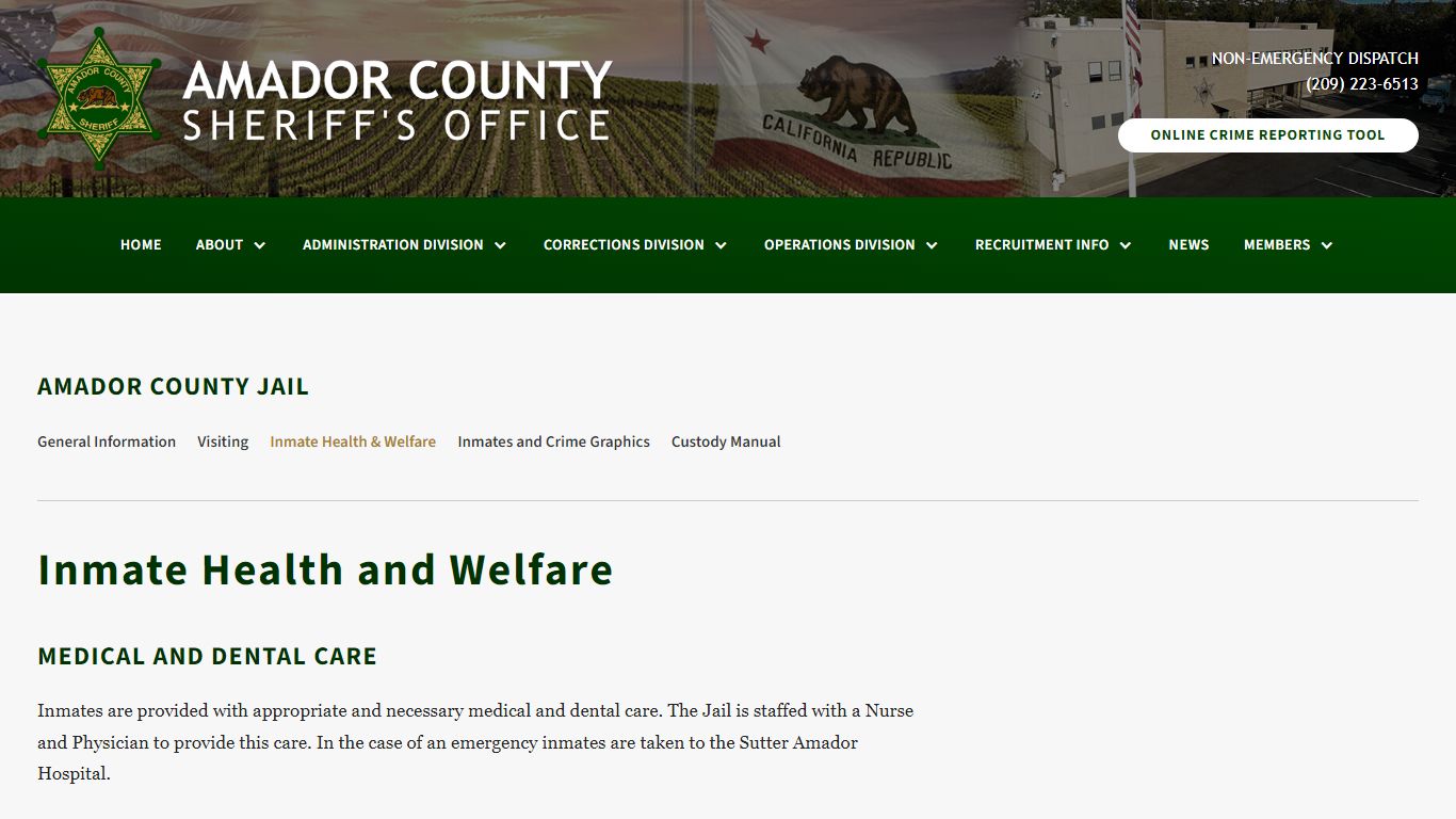 Inmate Health & Welfare - Amador County Sheriff's Office
