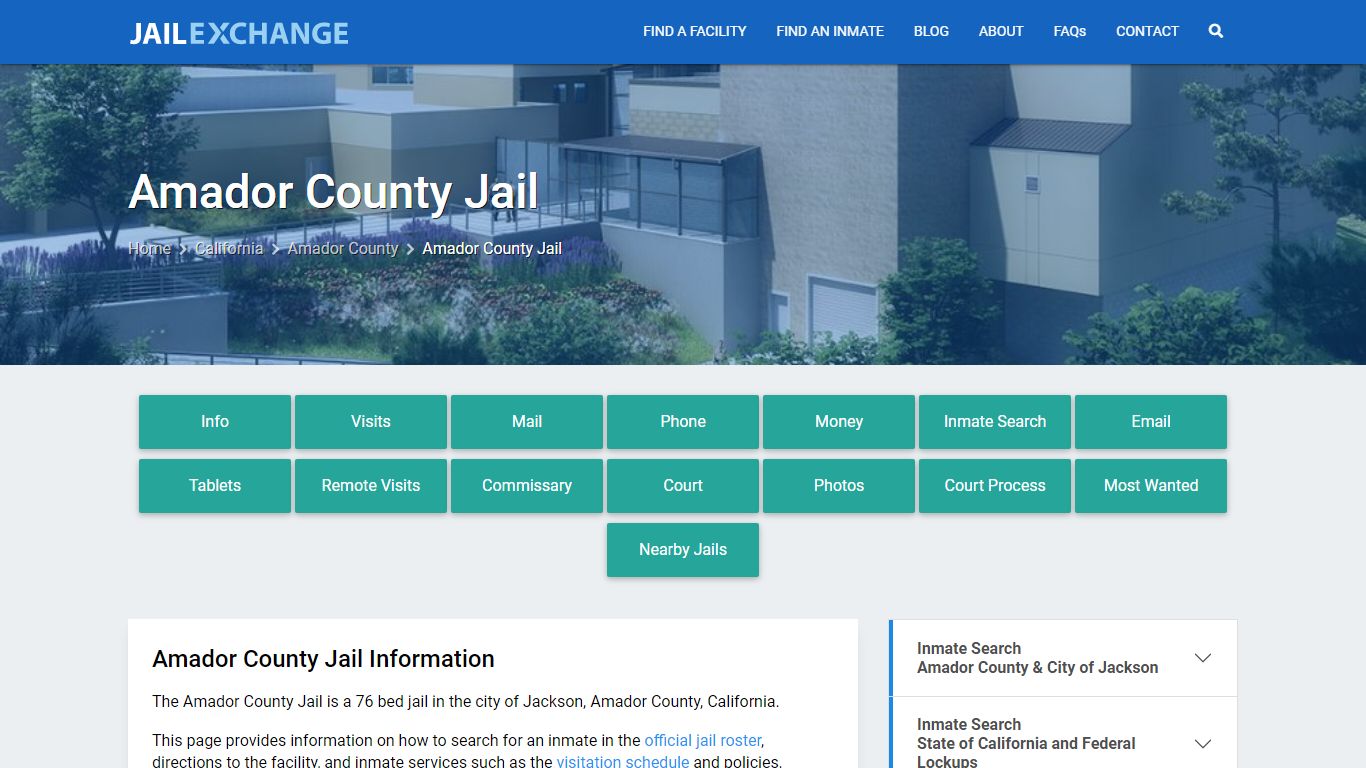 Amador County Jail, CA Inmate Search, Information